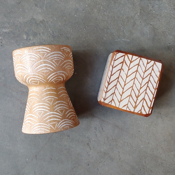 Opalhouse Other - Wooden Candle Pillar and Wooden Candle Holder Set